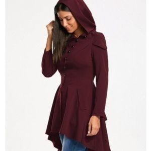 Hooded Jacket with Layered Lace up Back